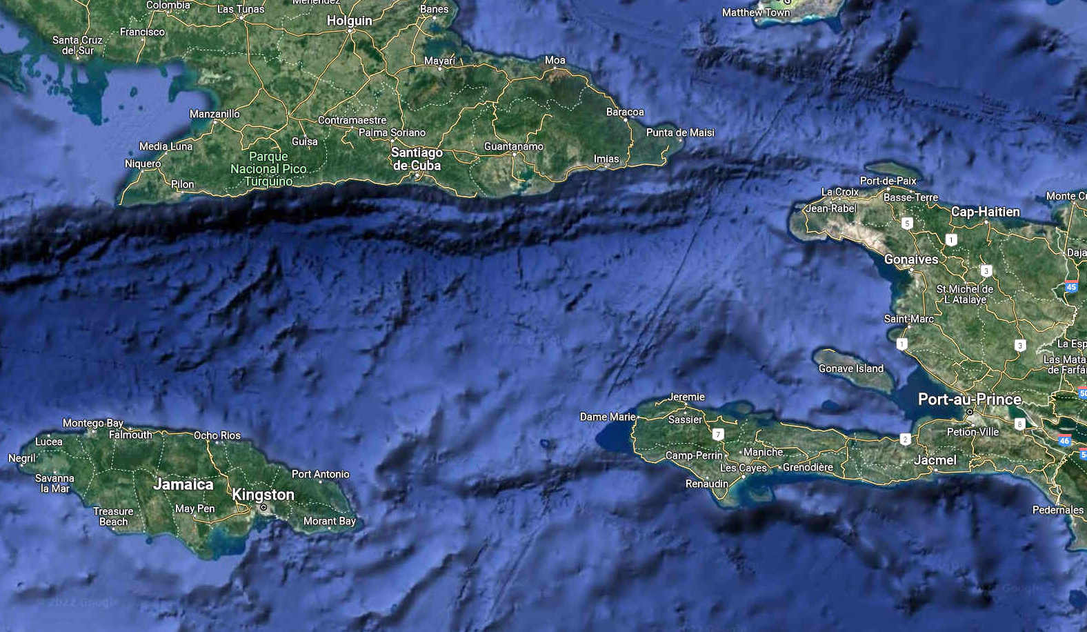 Cuba, Jamaica and Haiti, map of the Caribbean