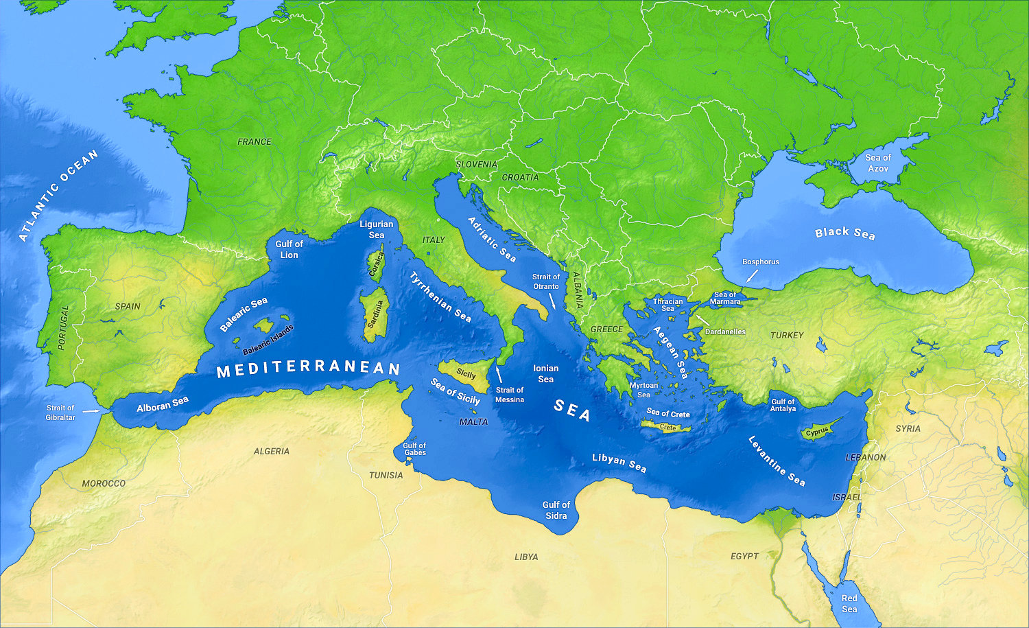 Map of the Mediterranean Sea