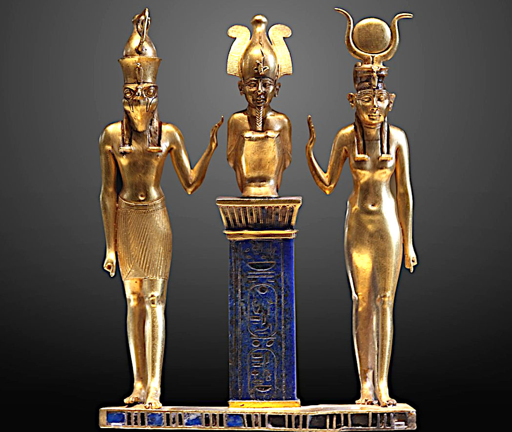 Ra the sun god with Isis and Osiris