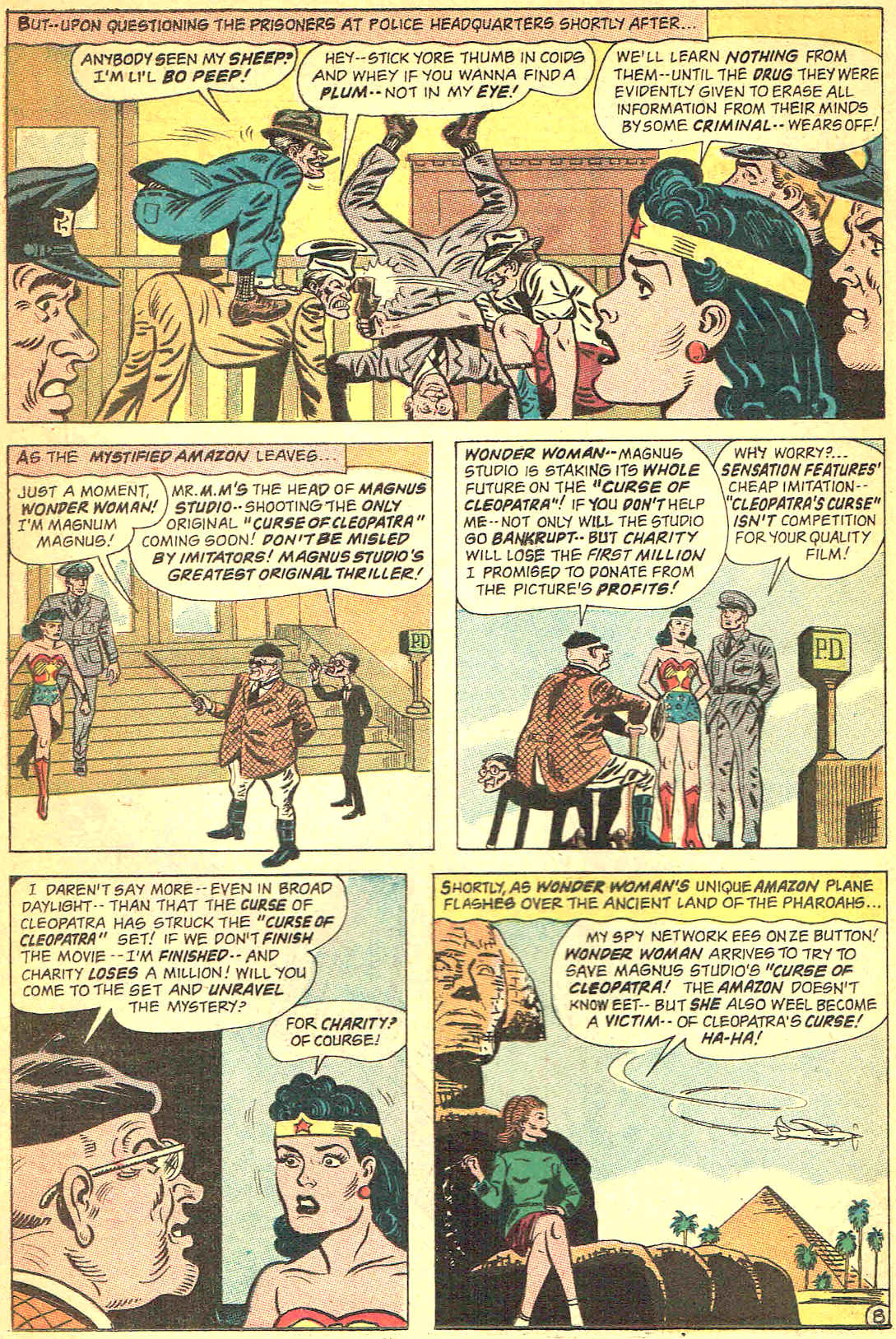 The hoods are drugged. Magnum Magnus introduces himself to Wonder Woman