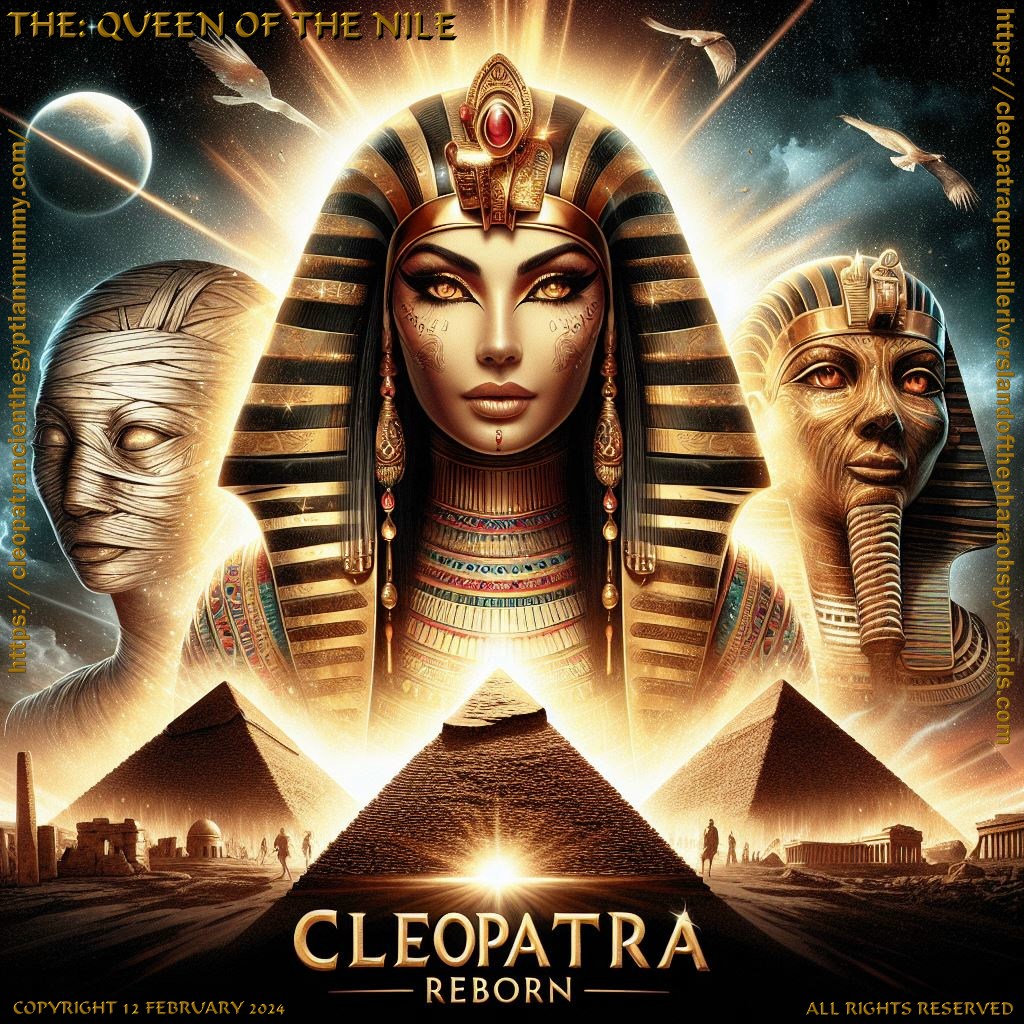 REBORN: The digitally recreated Cleopatra, is once again the Queen of the Nile, in the 21st Century. The 'Queen of the Nile' is a common title given to Cleopatra VII, the last ruler of the Ptolemaic dynasty of Egypt. She was born in 69 BCE and died in 30 BCE, after a turbulent life that involved romance, war, and political intrigue. She is famous for her relationships with Julius Caesar and Mark Antony, two of the most powerful men in the Roman Republic, and for her tragic death by snakebite. Cleopatra is also known for her intelligence, charisma, and cultural influence. She was fluent in several languages and patronized arts and sciences. She is one of the most iconic figures in history and has inspired countless works of art, literature, and film.