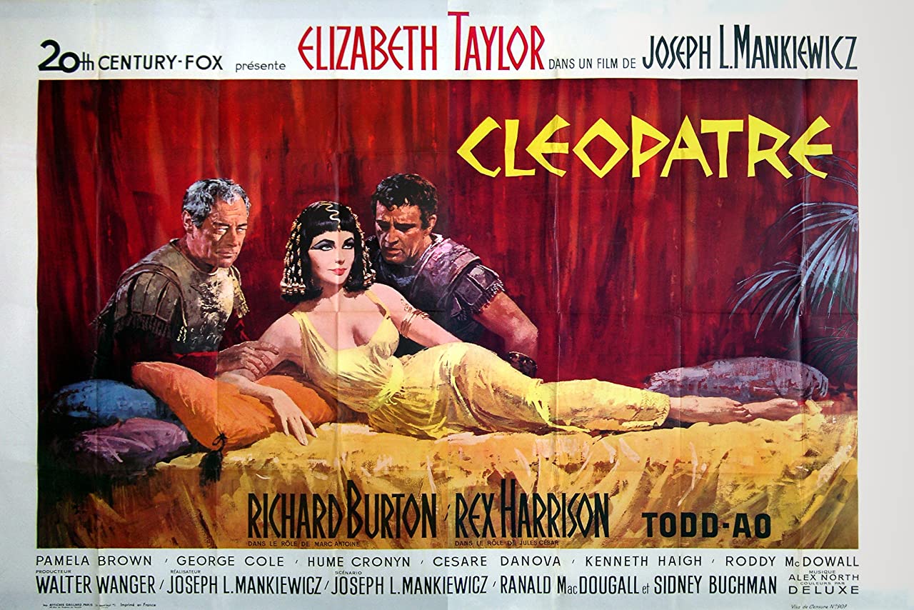 Poster of Elizabeth Taylor as Cleopatra, with Richard Burton and Rex Harrison