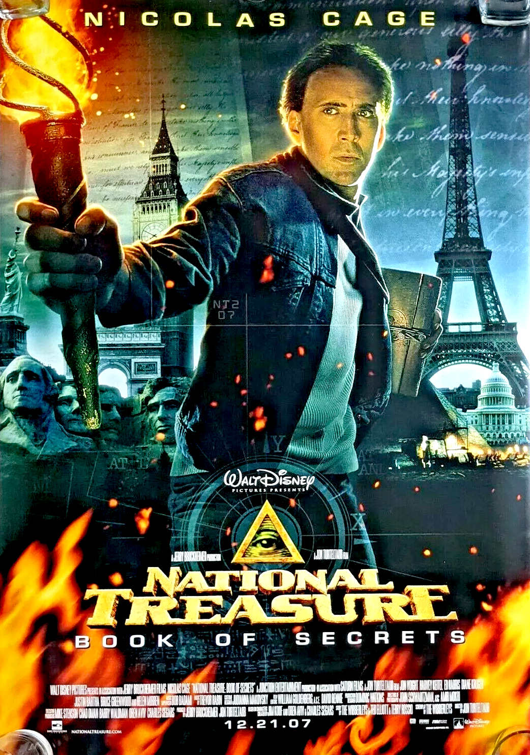 National Treasure: Book of Secrets is a 2007 American action-adventure film directed by Jon Turteltaub and produced by Jerry Bruckheimer. It is a sequel to the 2004 film National Treasure and is the second film of the National Treasure franchise. The film stars Nicolas Cage in the lead role, Jon Voight, Harvey Keitel, Ed Harris, Diane Kruger, Justin Bartha, Bruce Greenwood and Helen Mirren.