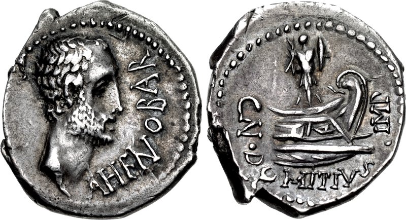 Roman coin military trophy Domitius Ahenobarbus